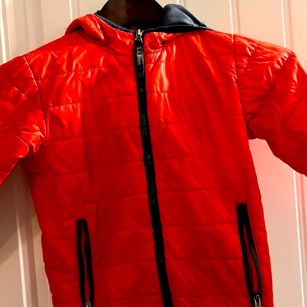 Kids ll bean puffer jacket red/orange